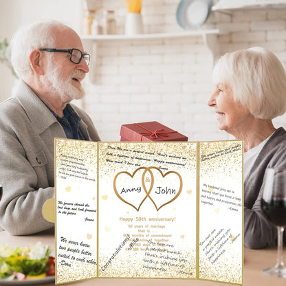 Trgowaul Gold 50th Wedding Anniversary Guest Book Alternative, 50th Anniversary Decorations, 50 Years of Marriage Signature Certificate Board, Card Happy 50 Anniversary Party Supplies Gift Men Women