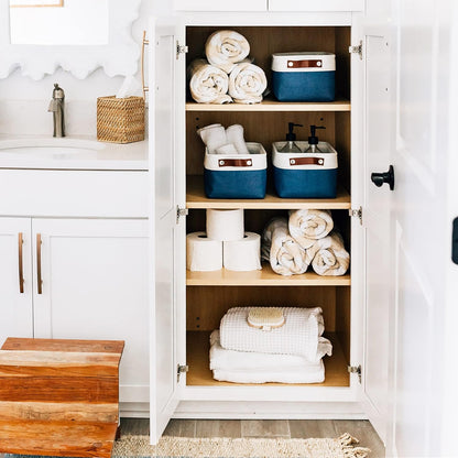 OrganiHaus Large Fabric Storage Baskets for Shelves 3 Pack, 15x11in Closet Storage Bins for Shelves, Cloth Baskets, Fabric Storage Cubes, Linen Closet Organizers, Fabric Basket, White Basket