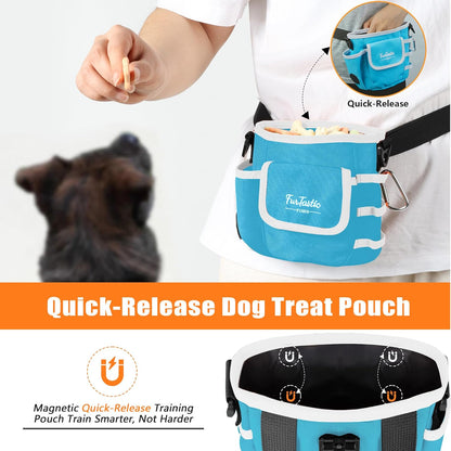 FurtasticFinds Dog Treat Pouch with Quick-Release Magnetic Closure, 3-Way Wear Treat Bags, 900D Waterproof Fabric, 4 Storage Spaces, Treat Pouch for Pet Training Walking (Green)
