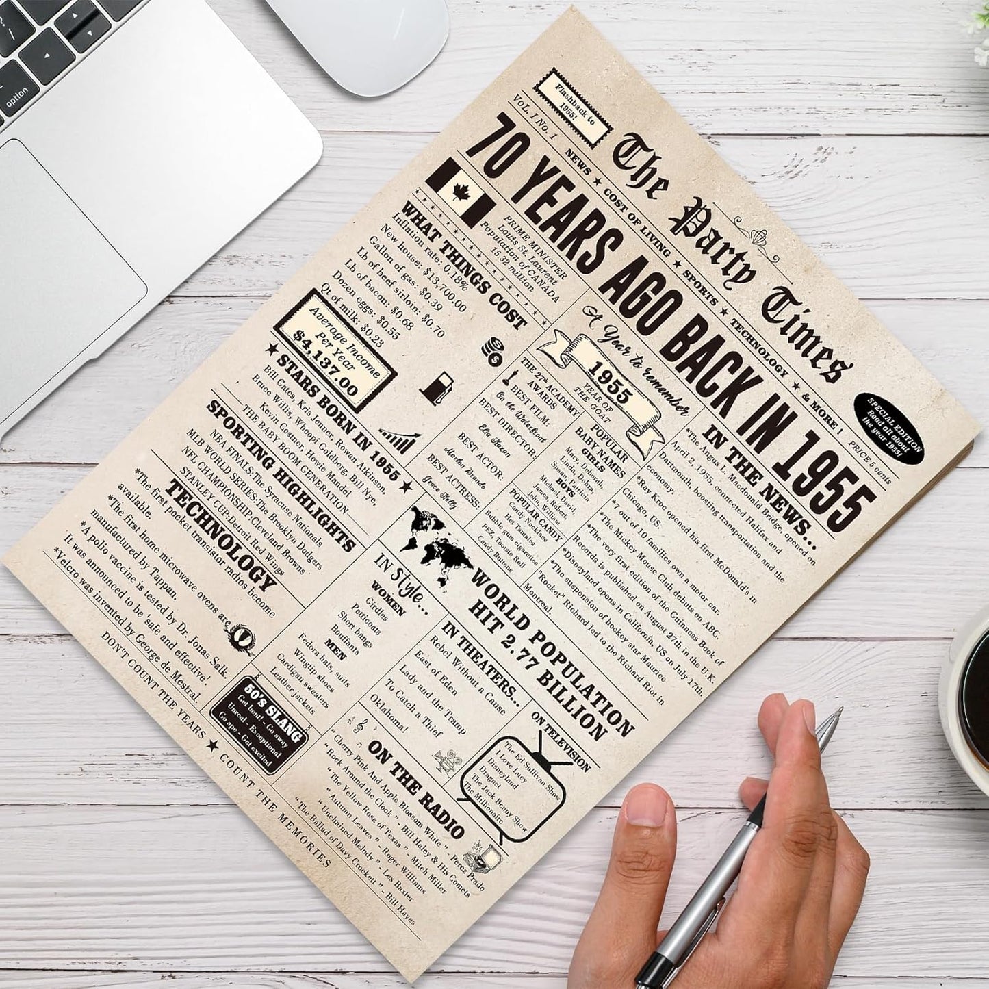 Large 50 Years Old Birthday Gifts for Women Men,Happy 50th Birthday Card for Husband Wife, Retro 50 Years Old Birthday Gifts for Mom Dad