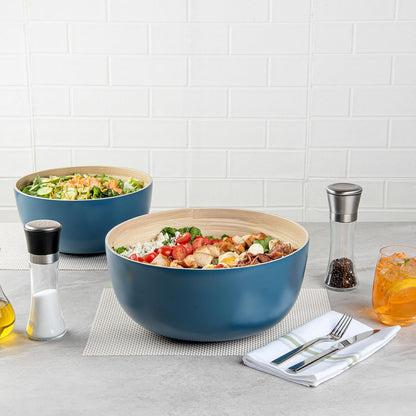 Restaurantware-Bambuddha 15 Ounce Small Salad Bowl, 1 Heavy-Duty Round Salad Bowl - Sustainable, Reusable, Black Bamboo Serving Dish, for Serving Salads, Fruits, and Appetizers