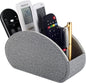 Tv Remote Holder Tray with 5 Compartments,PU Leather Remote Control Holder/Caddy Nightstand Decoration,Placed Media Remote Storage Box/Glasses/Makeup Brush/Office Products/Desktop Organizer (Grey）