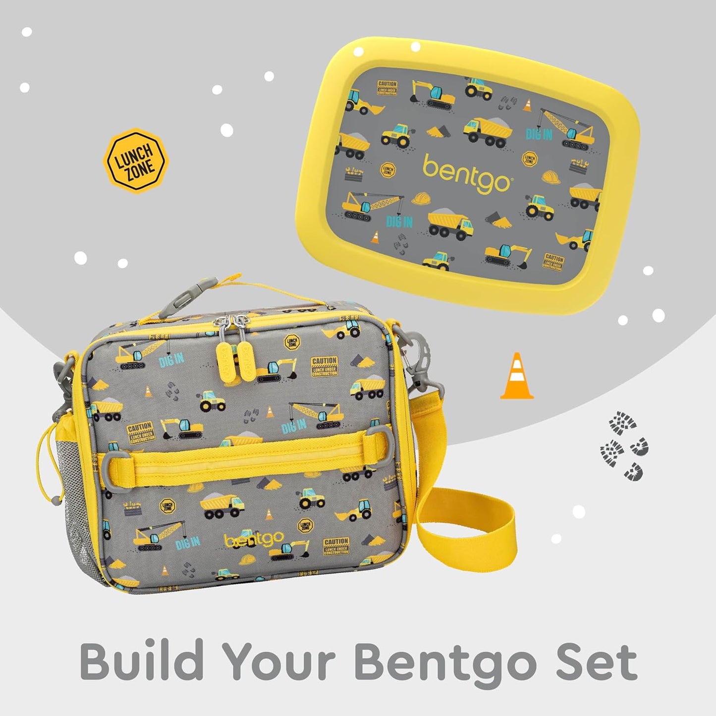 Bentgo® Kids Lunch Bag - Durable, Double Insulated, Water-Resistant Fabric, Interior & Exterior Zippered Pockets, Water Bottle Holder - Ideal for Children 3+ (Shark)