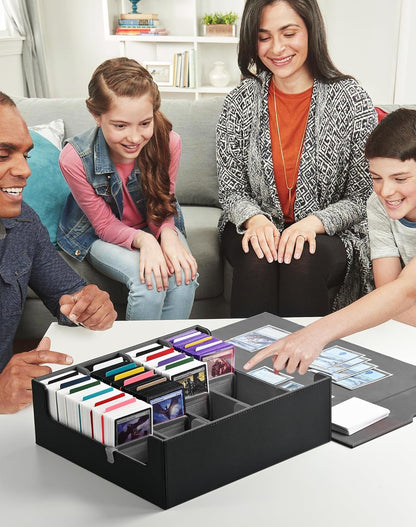 ZLCA Card Storage Box for MTG PTCG, Commander Deck Box Holds 3000+ Cards, Card Storage Case with 4 Stoppers, Card Organizer for TCG Sport Cards (Black)