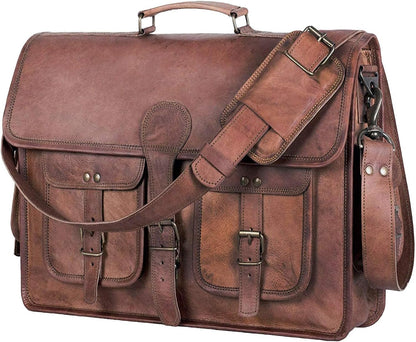 Leather Briefcase Laptop bag 18 inch Handmade Messenger Bags Best Satchel by KPL