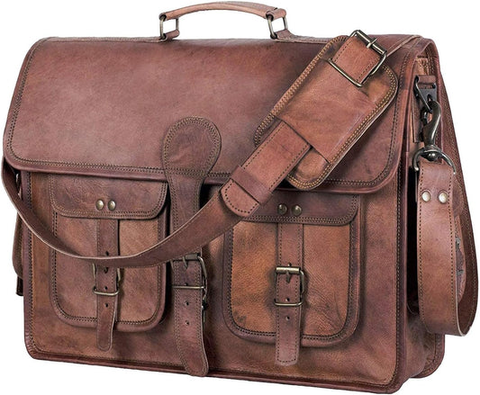 Leather Briefcase Laptop bag 18 inch Handmade Messenger Bags Best Satchel by KPL - PuriLite