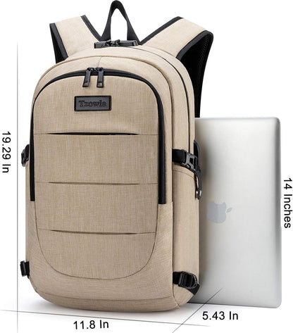 Tzowla Laptop Travel Slim School Backpack Water Resistant Anti-Theft Bag with USB Charging Port and Lock 15.6 Inch Computer Business Backpacks for Men Women College Student Gift,Bookbag Casual Daypack
