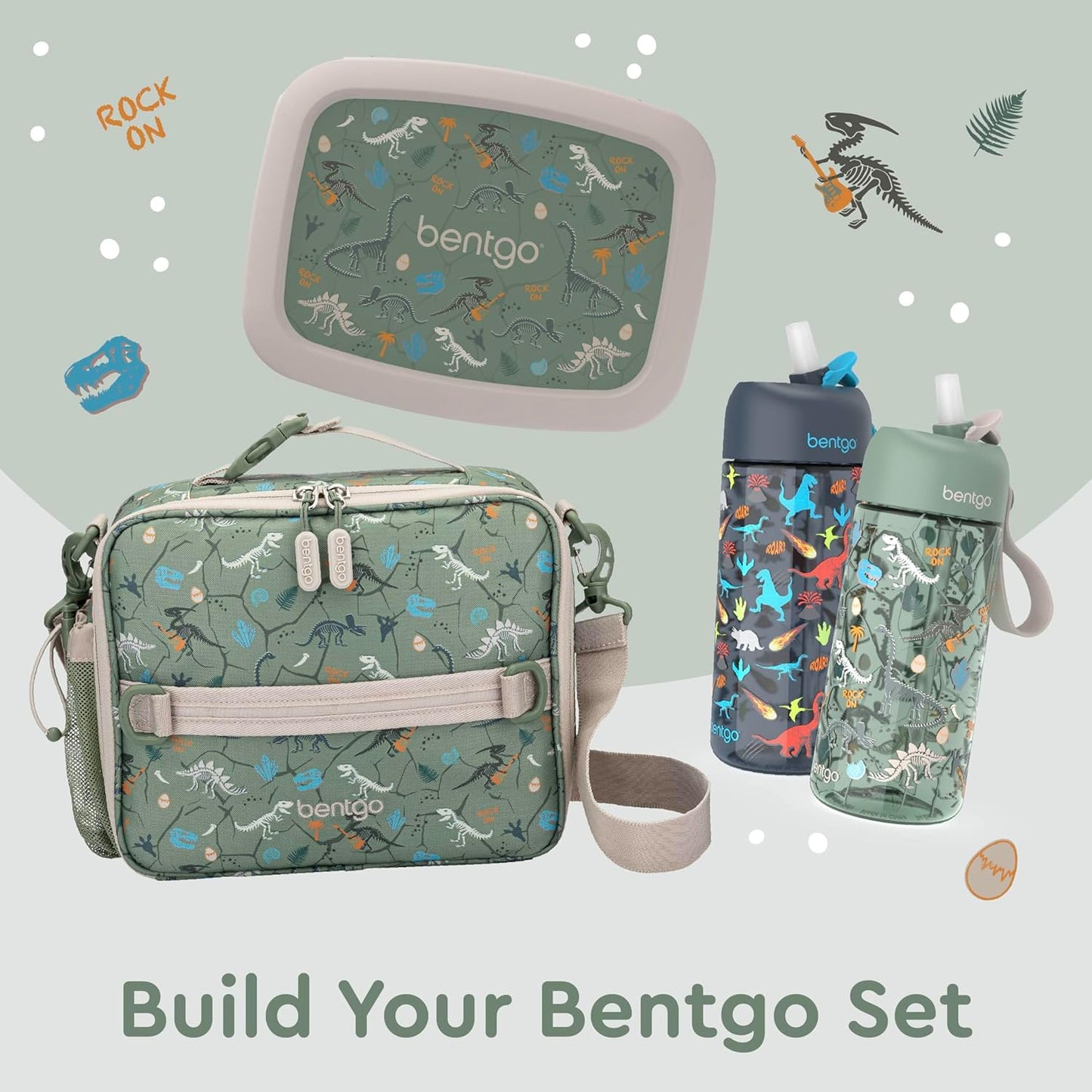 Bentgo® Kids Lunch Bag - Durable, Double Insulated, Water-Resistant Fabric, Interior & Exterior Zippered Pockets, Water Bottle Holder - Ideal for Children 3+ (Shark)