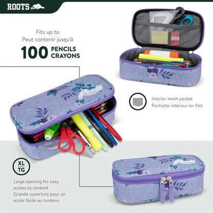 Roots Athletic 3-in-1 Matching Water Resistant Teen Backpack and Lunch Bag Set with Bonus Pencil Case - Made from 100% Recycled Fabrics - 34 litres, Blue Black Navy Camo, XL