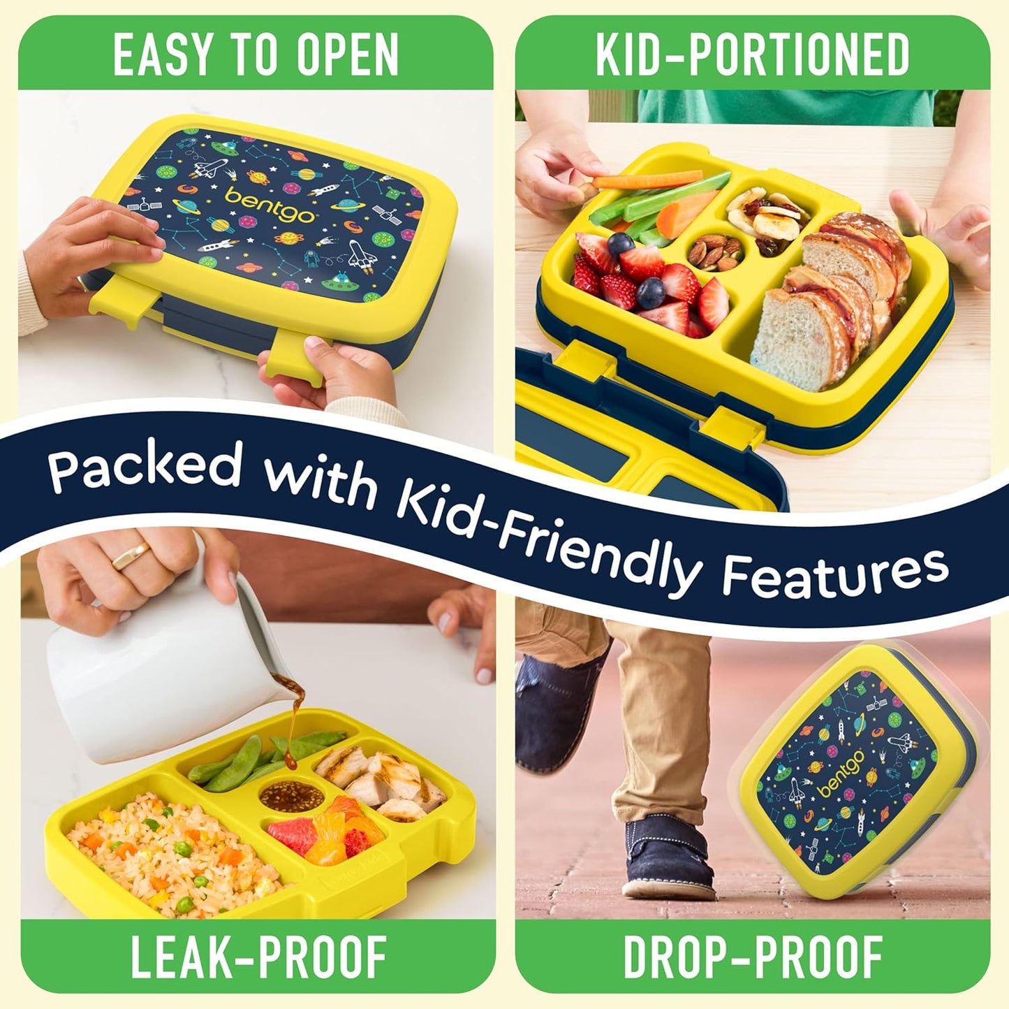 Bentgo Kids Prints (Unicorn) - Leak-Proof, 5-Compartment Bento-Style Kids Lunch Box - Ideal Portion Sizes for Ages 3 to 7 - BPA-Free and Food-Safe Materials