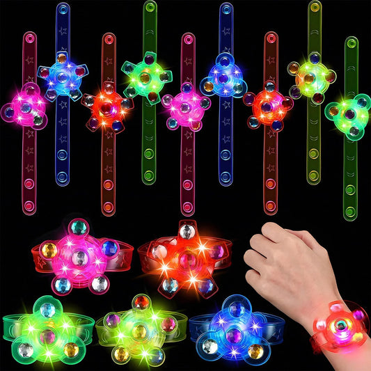 26Pack LED Light Up Fidget Spinner Bracelets Toys,Party Favors for Kids 4-8 8-12 Gifts Glow in The Dark Supplies,for Birthday Halloween Return Gifts Encanto Cocomelon Christmas Goodie Bag Stuffers