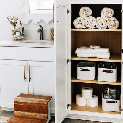 OrganiHaus Large Fabric Storage Baskets for Shelves 3 Pack, 15x11in Closet Storage Bins for Shelves, Cloth Baskets, Fabric Storage Cubes, Linen Closet Organizers, Fabric Basket, White Basket