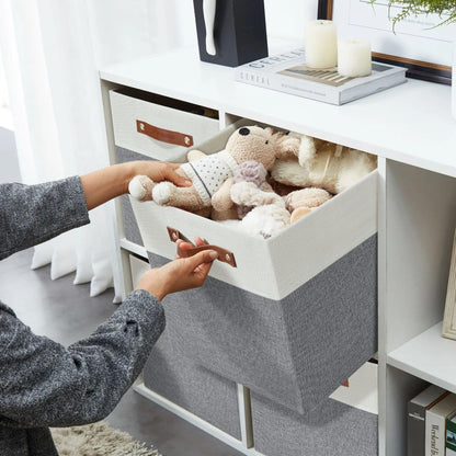 DECOMOMO Fabric Cube Storage Bin - Storage Baskets for Shelves, Kallax (Grey & White, 13 inch Cube) - 4 Pack
