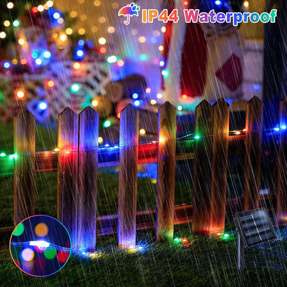 Solar Halloween Decoration Lights, JMEXSUSS 2 Pack 33FT 100 LED Orange and Purple Halloween String Lights, Halloween Lights with 8 Modes for Halloween Tree Yard Outdoor Spooky Party Garden Decorations