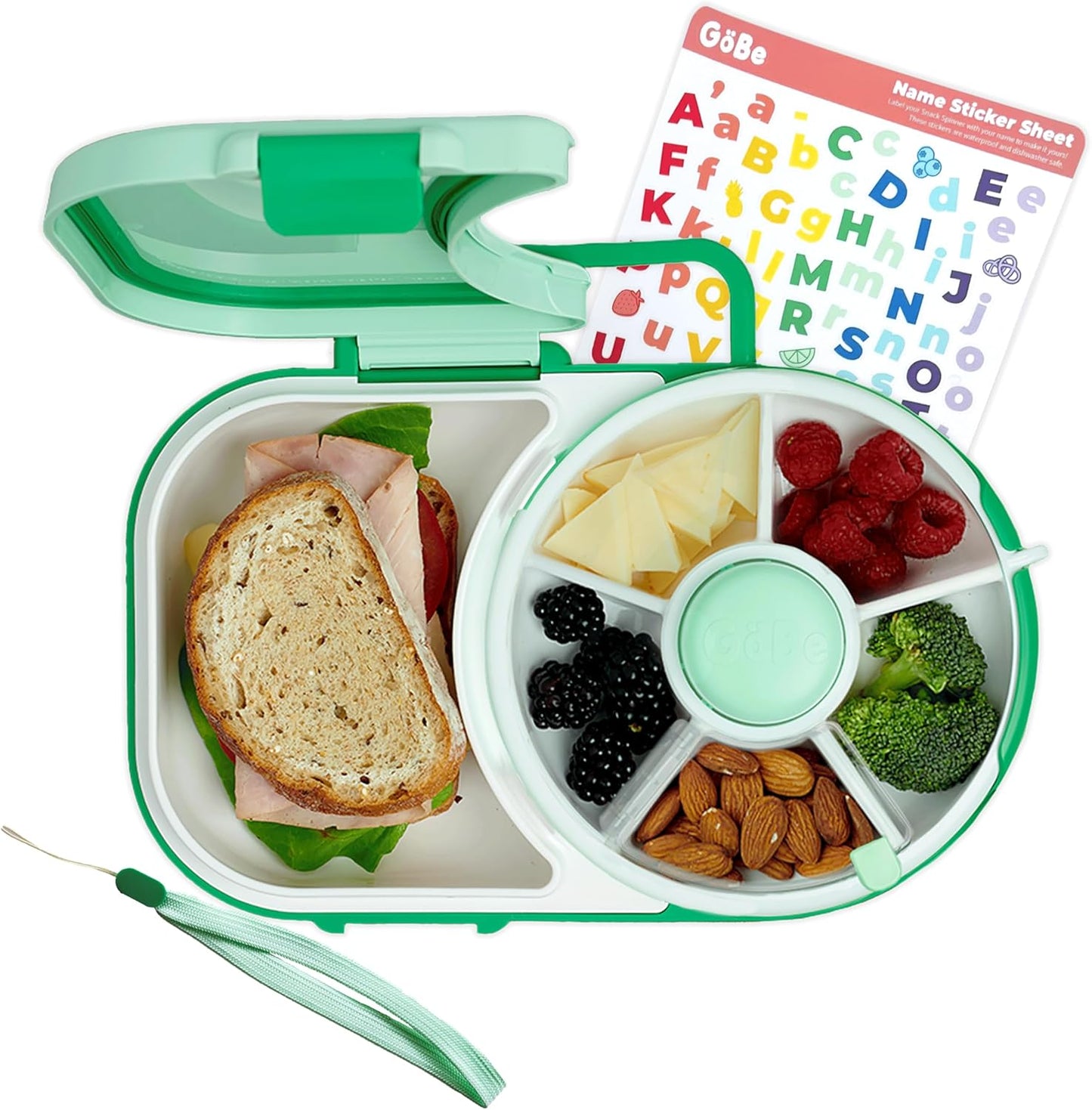 GoBe Kids Lunchbox - Reusable Snack Container with 5 Compartment Dispenser and Lid | BPA and PVC Free | Dishwasher Safe | No Spill, Leakproof
