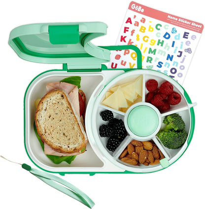 GoBe Kids Lunchbox - Reusable Snack Container with 5 Compartment Dispenser and Lid | BPA and PVC Free | Dishwasher Safe | No Spill, Leakproof