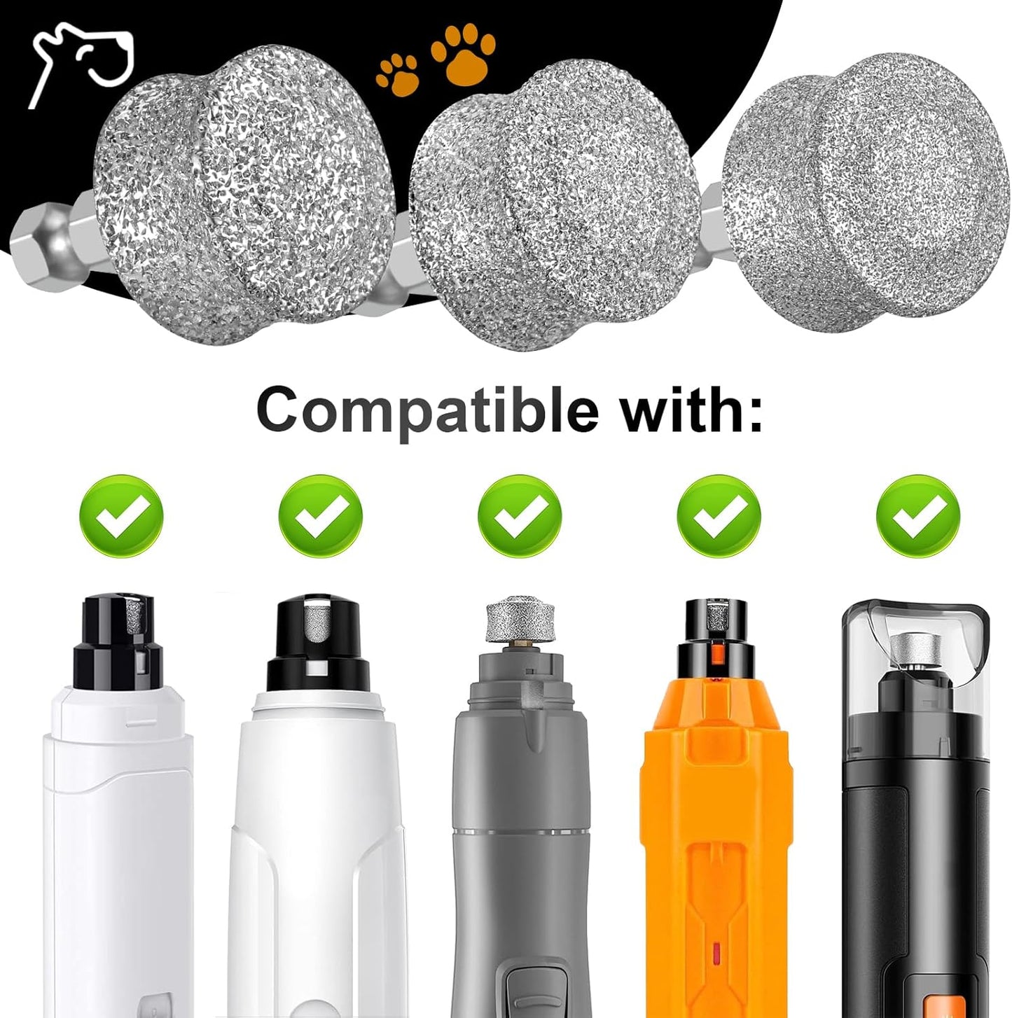IREDOON Dog Nail Grinder Replacement Head-Integrated Grinding Head for Casfuy and Most Brands, Highly Efficient, Safe and Durable (3pcs)