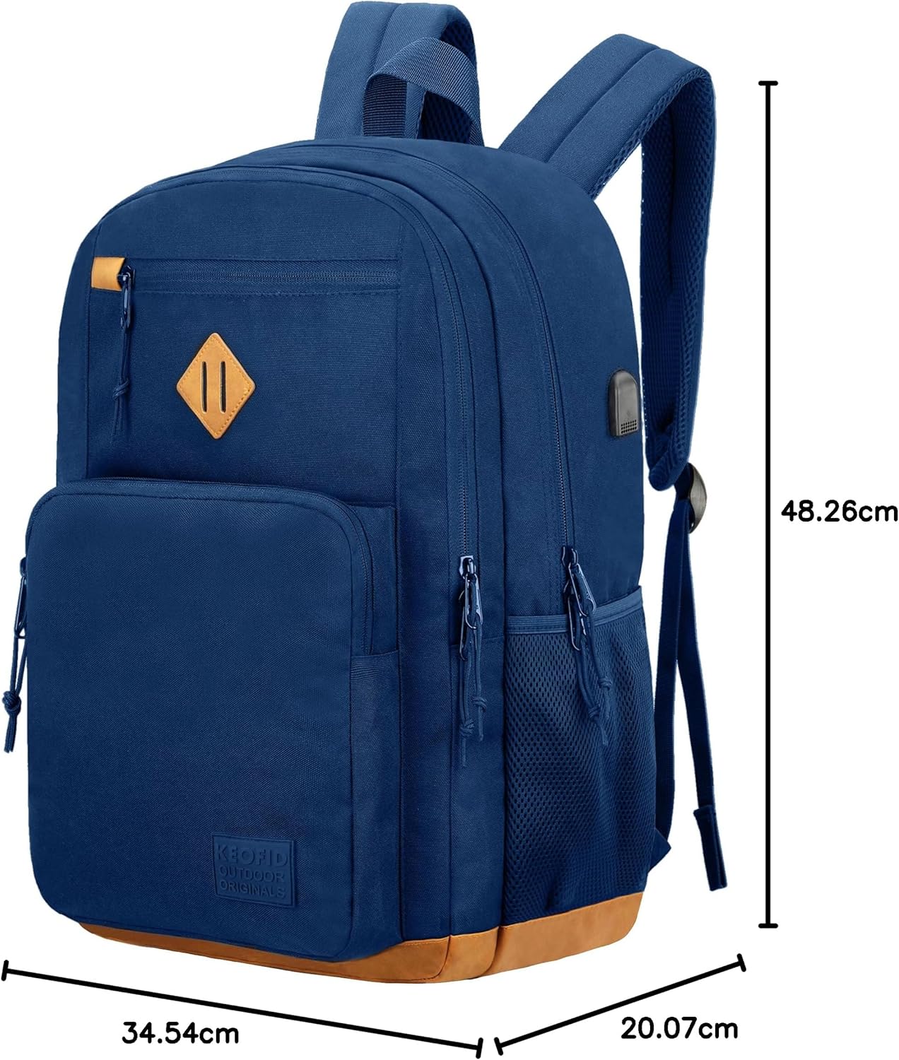 KEOFID classic carry-on travel backpack for men and women, Anti theft laptop backpack with USB charging port, large backpack for college(dark black）