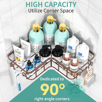 MOFOROCO 3-Pack Shower Caddy Corner Basket Shelf with Soap Holder, No Drilling Traceless Adhesive Shower Wall Shelves, Black Bathroom Shower Storage Organizer（ for 90-Degree Right-Angle Walls）