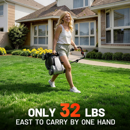 Litheli 40V Cordless Lawn Mower 16″, Brushless Motor, 6 Cutting Heights (25-75mm), 50L Bagging & Mulching, Includes 2×5.0Ah Batteries & Charger