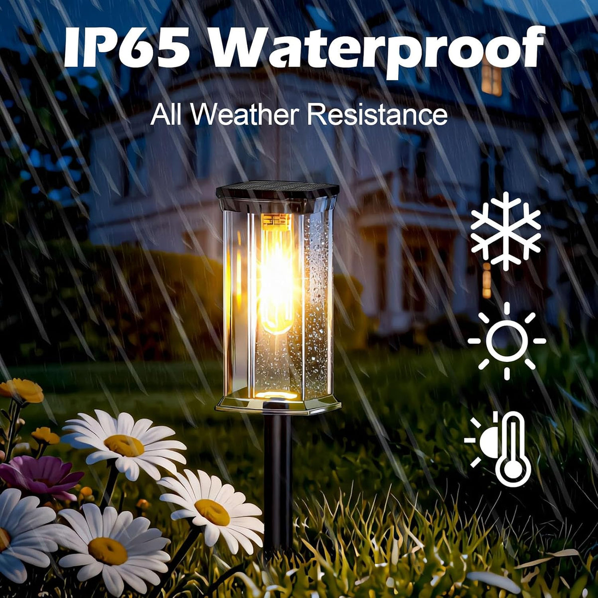 Solar Lights Outdoor, 12 Pack Led Solar Garden Lights Waterproof, Auto On/Off Small Size Outdoor Solar Lights for Patio, Driveway, Yard, Walkway, Pathway Landscape Lighting, Warm White