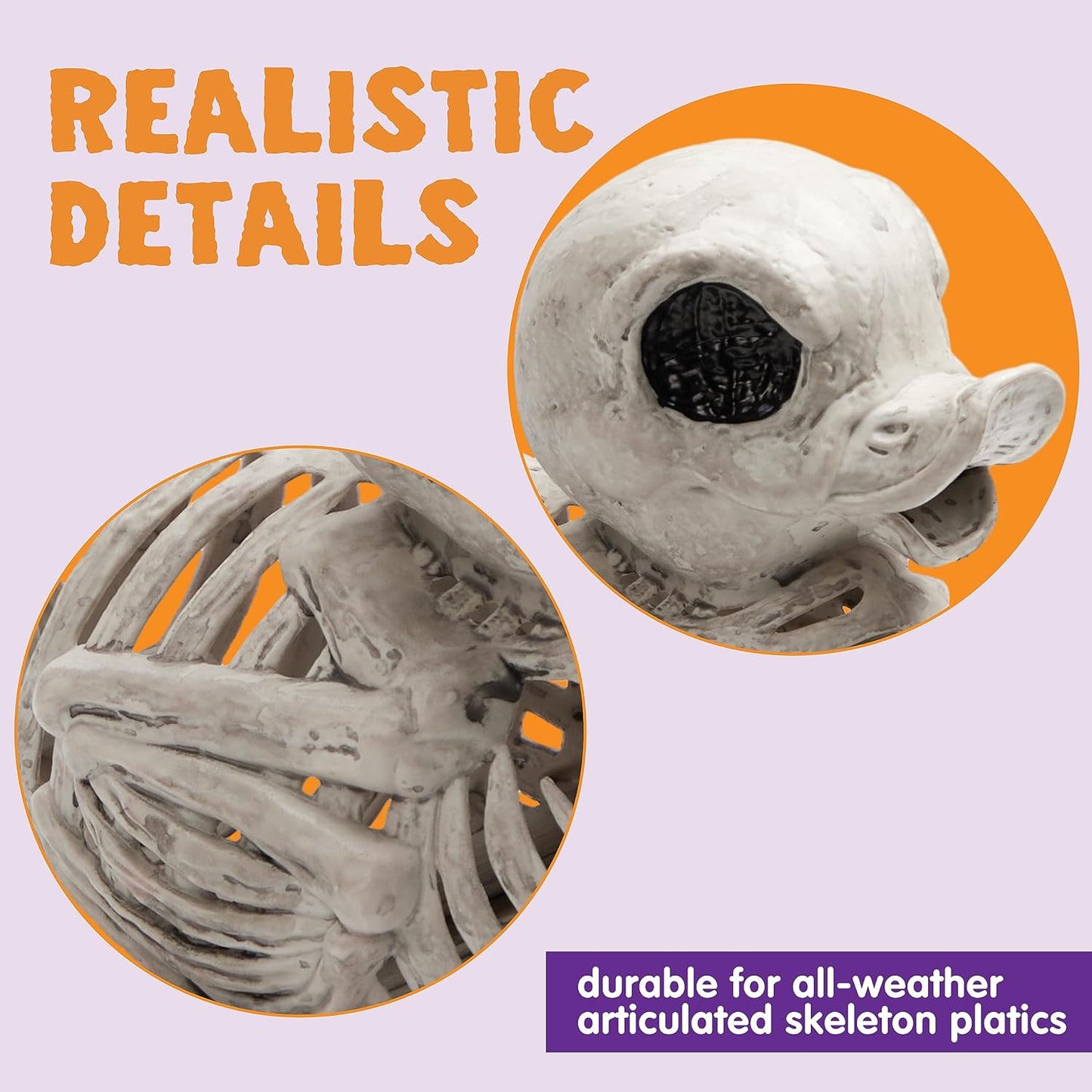 JOYIN 2 PCS 4.5” Duck Skeleton Plastic Bones Halloween Decorations for Spooky Animal Courtyard Halloween Graveyard Decor, Indoor Outdoor Prop Party Trick or Treat Decor - PuriLite
