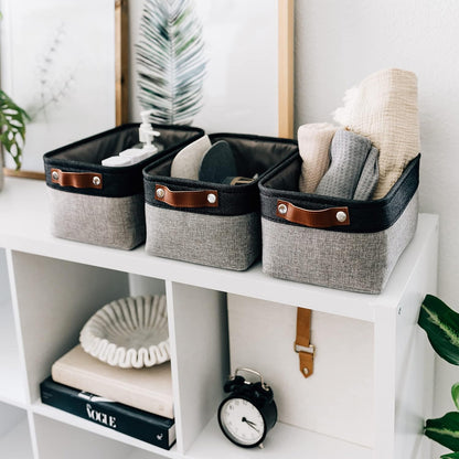 OrganiHaus Large Fabric Storage Baskets for Shelves 3 Pack, 15x11in Closet Storage Bins for Shelves, Cloth Baskets, Fabric Storage Cubes, Linen Closet Organizers, Fabric Basket, White Basket