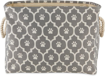DII Bone Dry RoundSmall Pet Toy and Accessory Storage Bin, 12"(Dia) x9(H), Collapsible Organizer Storage Basket for Home Decor, Pet Toy, Blankets, Leashes and Food-Gray Stripes