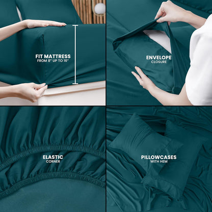 Utopia Bedding Queen Bed Sheet Set - 4 Piece Bedding - Soft Brushed Microfiber Fabric - Shrinkage & Fade Resistant - Easy Care (White)