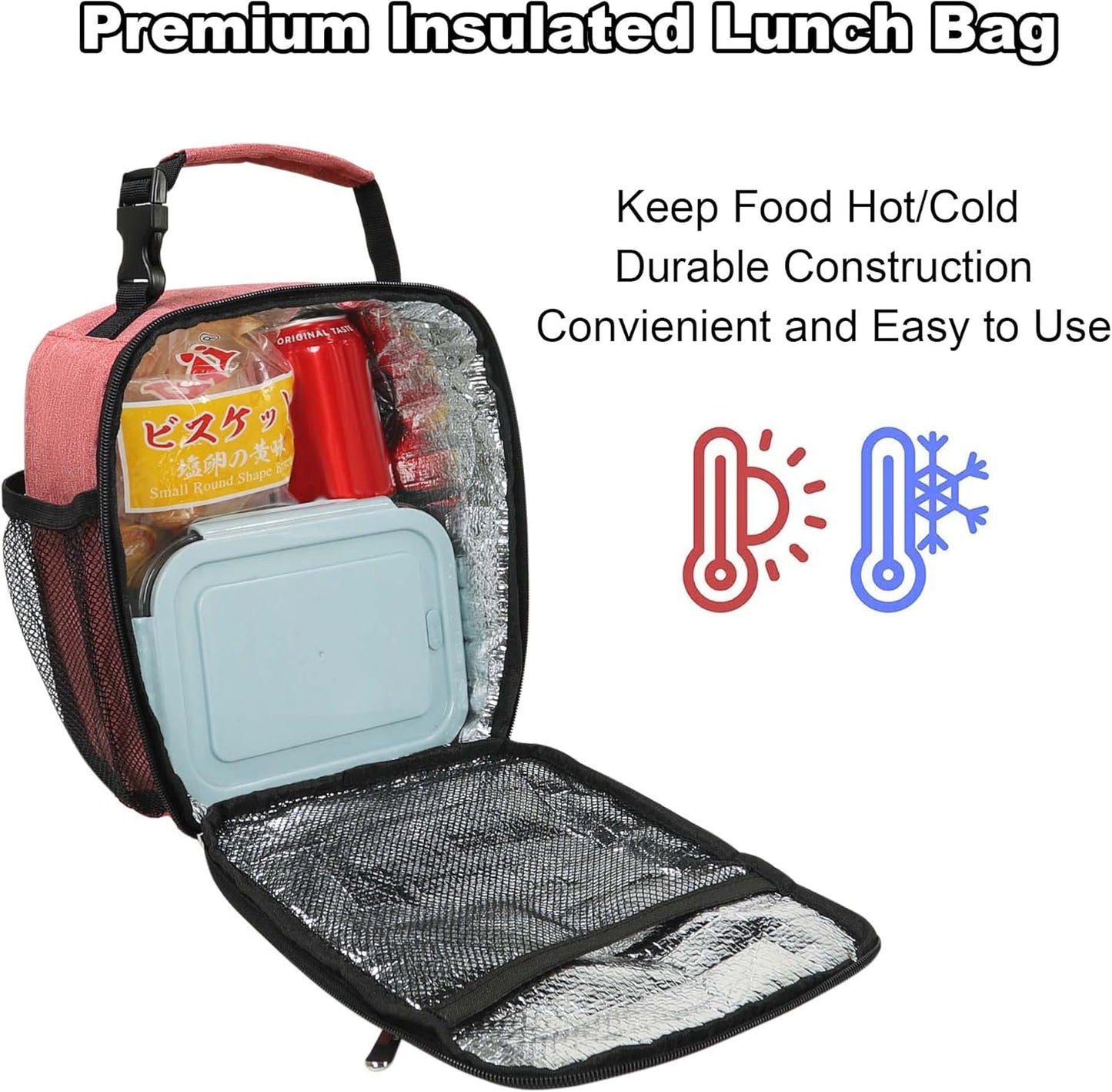 Lunch Box for Men Women Adults Small Lunch Bag for Office Work Picnic - Reusable Portable Lunchbox, Black