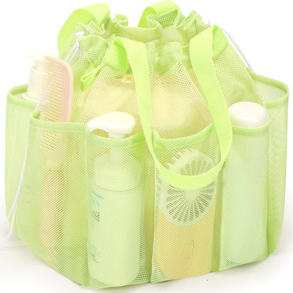 famichan Mesh Shower Caddy Portable, Dorm Room Essentials for College Students, Large Capacity with 8 Pockets Shower Bag for Camping,Swimming,Gym,Travel
