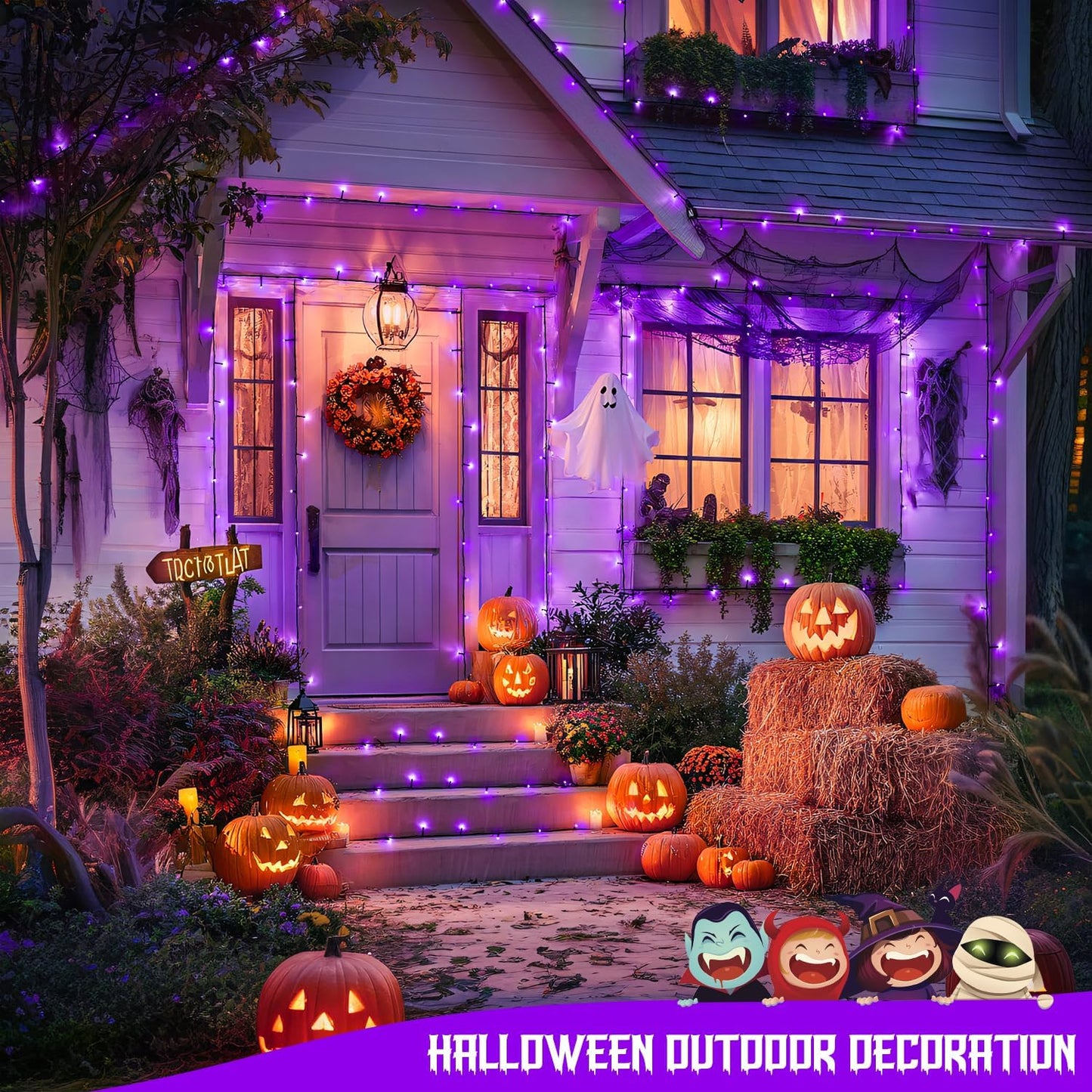 JMEXSUSS 2 Pack 75.5ft Orange Solar Christmas Lights, Total 400 LED Solar String Lights Outdoor Waterproof, 8 Modes Orange Halloween Lights for Tree Patio Garden Thanksgiving Halloween Decorations