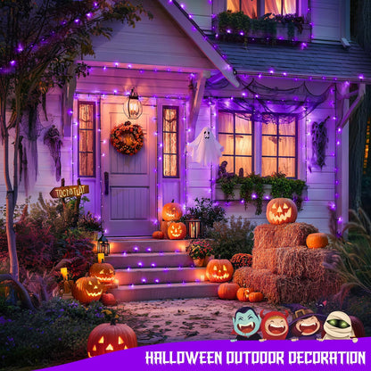 JMEXSUSS 2 Pack 75.5ft Orange Solar Christmas Lights, Total 400 LED Solar String Lights Outdoor Waterproof, 8 Modes Orange Halloween Lights for Tree Patio Garden Thanksgiving Halloween Decorations