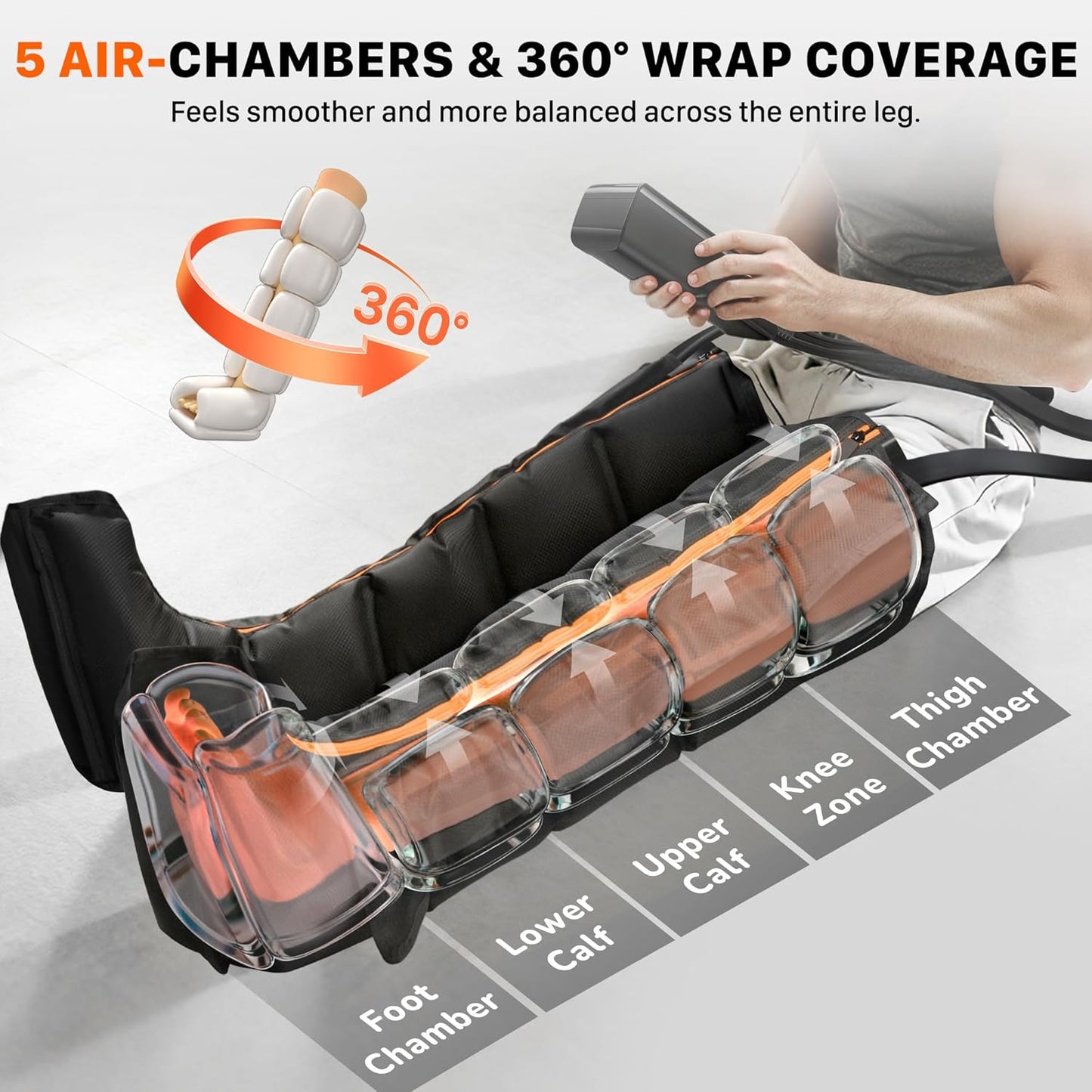 JZBRAIN Air Compression Leg Recovery Boots : Sequential Full Leg Massager for Swelling Relaxation, Circulation & Muscle Relief – 11 Intensities 6 Modes 3 Heat for Post-Workout Fast Recovery