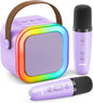 Karaoke Machine for Kids Adults, Portable Bluetooth Mini Karaoke Microphone Singing Speaker Karaoke Player with 2 Wireless Mic Toys for All Smartphones,Birthday, Family,Home Party (Purple)