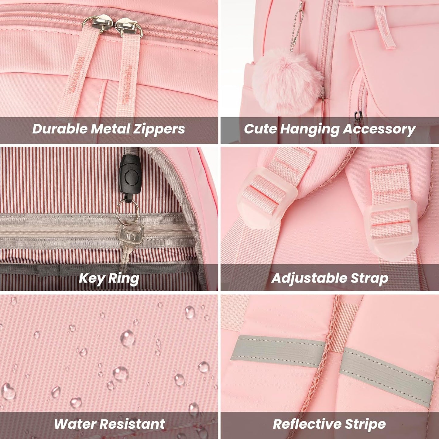 WINDARS School Backpack for Teen Girls, Cute College Backpacks for Women Students Aesthetic Bookbag Large 15.6 Inch Laptop Bag Middle School Travel Back Pack (Khaki Beige)