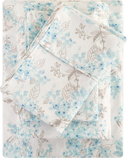 Viviland Floral Queen Sheet Set - 4 Piece Vintage Pink & Yellow Flower Patterned Bed Sheets - Soft, Breathable Microfiber Sheets with Deep Pocket, Non-Slip Fitted Sheets & Pillowcases