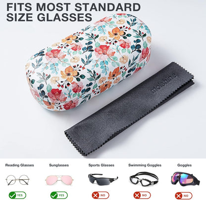 molshine Hard Shell Leather Sunglasses Case,Classic Large Glasses Case for Women Men,Sunglass Eyeglasses