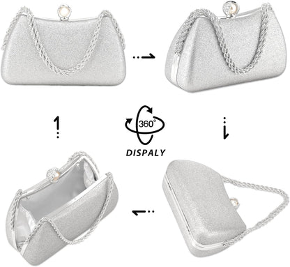 Buric Evening Clutch Bag for Women Glitter Shiny Dress Purse Wedding Bride Handbags Evening Clutches for Cocktail Party
