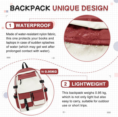 School Backpack for Women Men College High School Bags for Boys Girls Casual Daypack Laptop Backpack Waterproof Black Bookbag Travel Rucksack