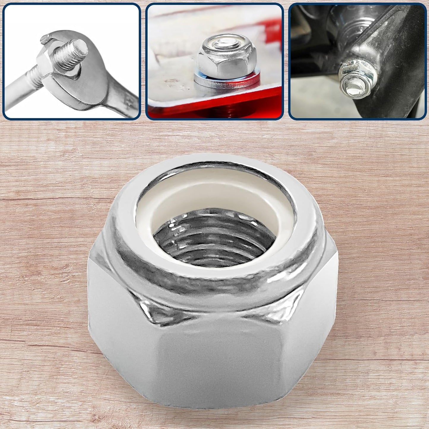 Vifmy 110 Pack 1/4"-20 Inch Lock Nuts,304 (A2-70) Stainless Steel Nylon Insert Locknuts,Standard Inch Thread Nylock Nuts for Bolts