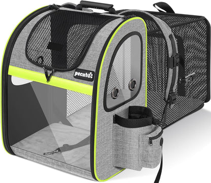 Pecute Pet Carrier Backpack, Dog Carrier Backpack Expandable with Breathable Mesh for Pets ＜6kg, Pet Backpack Carrier for Hiking Travel Camping Outdoor