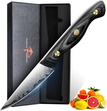 Purple Dragon Damascus Fish Fillet Knife - 7 inch Flexible Boning Knife with VG10 Core, Kitchen Slicing Knife with Full Tang Handle, Birthday Dad Mom Gift