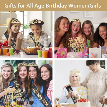 65th Birthday Decorations for Women, Including 65th Birthday Sash and Crown, Cake Topper and Candles, Number Balloons Rose Gold, 65 Year Old Gifts for Women