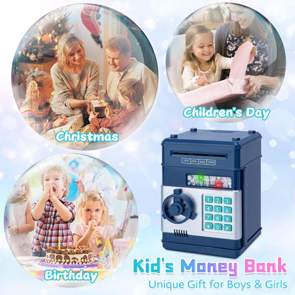 Refasy Boy Toys Age 6-8,Electronic Piggy Bank,Password Money Bank Toys for Kids,ATM Piggy Bank Money Saving Box,Birthday Xmas Gifts for Boys Girls(Blue Green)