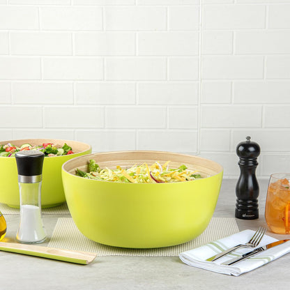 Restaurantware-Bambuddha 51 Ounce Extra Large Salad Bowl, 1 Heavy-Duty Round Salad Bowl - Sustainable, Reusable, Blue Bamboo Serving Dish, for Serving Salads, Fruits, and Appetizers