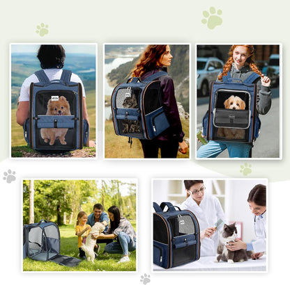 Lekespring Cat Bag, Expandable Cat Backpack Carrier for Small Dogs Medium Cats Fit Up to 18 Lbs, Dog Backpack Carrier, Foldable Pet Backpack Carrier for Travel, Hiking, Outdoor Use (Grey)
