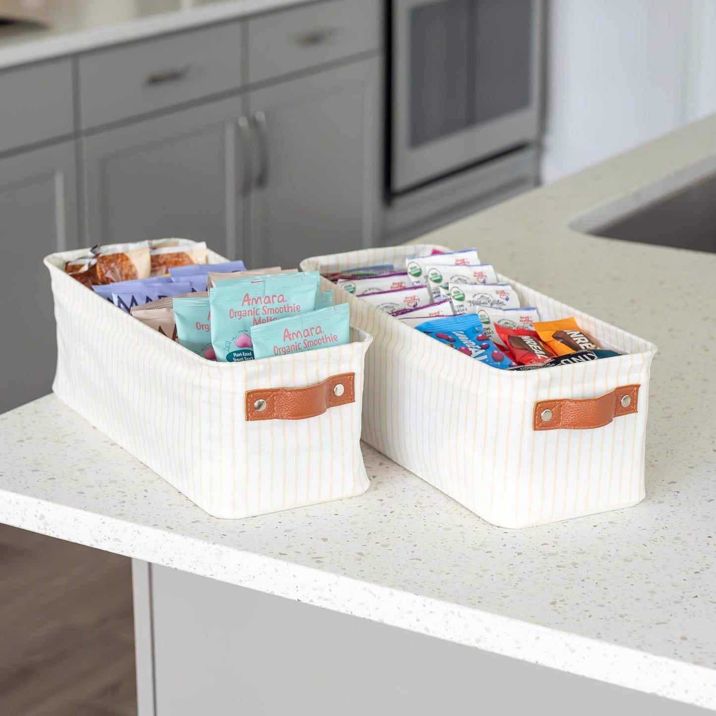 OrganiHaus Large Fabric Storage Baskets for Shelves 3 Pack, 15x11in Closet Storage Bins for Shelves, Cloth Baskets, Fabric Storage Cubes, Linen Closet Organizers, Fabric Basket, White Basket