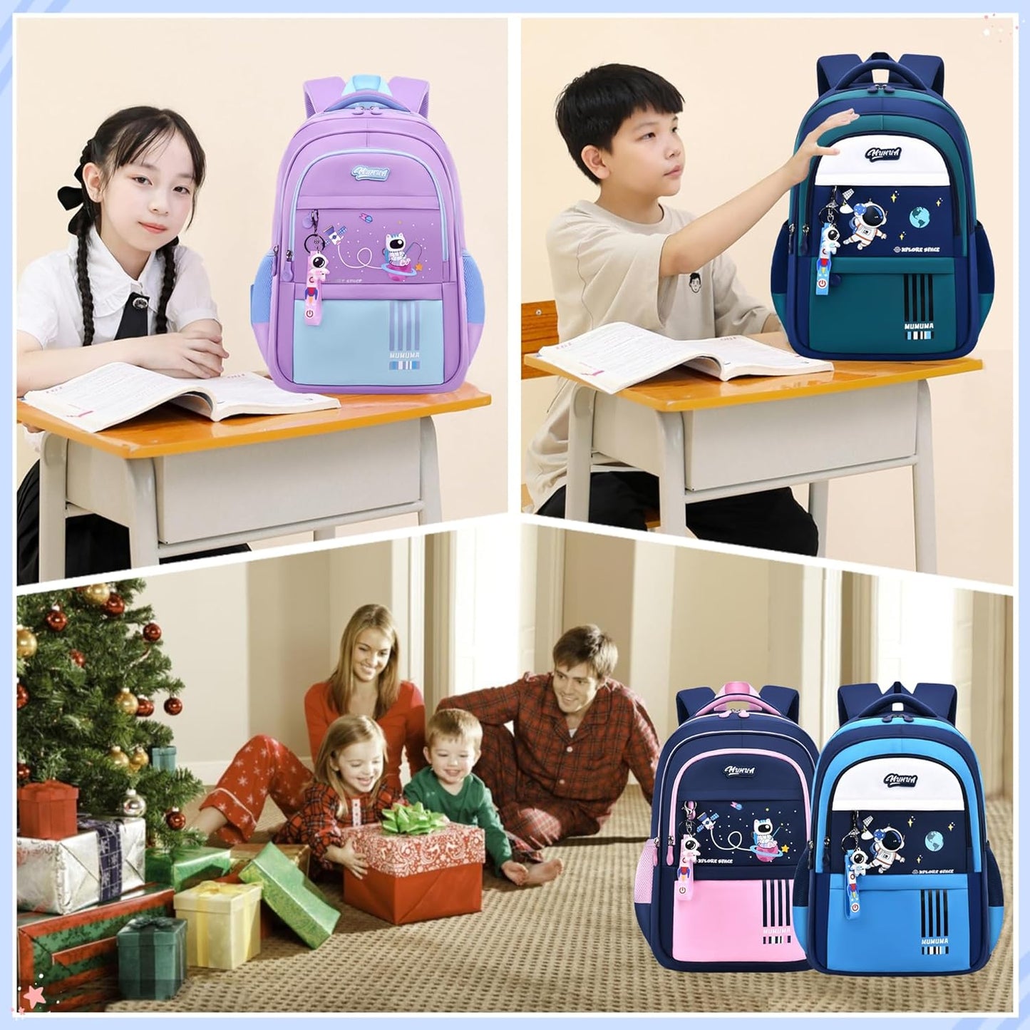 MITOWERMI Astronaut-space Backpack for Boys-Girls Elementary Middle School Bags for Girls Kids Bookbag