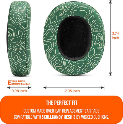 WC Replacement Earpad Cushions for Skullcandy Hesh 3 & Crusher Over-Ear Headphones Made by Wicked Cushions | Improved Durability and Thickness for Improved Comfort and Noise Isolation | 90's Black